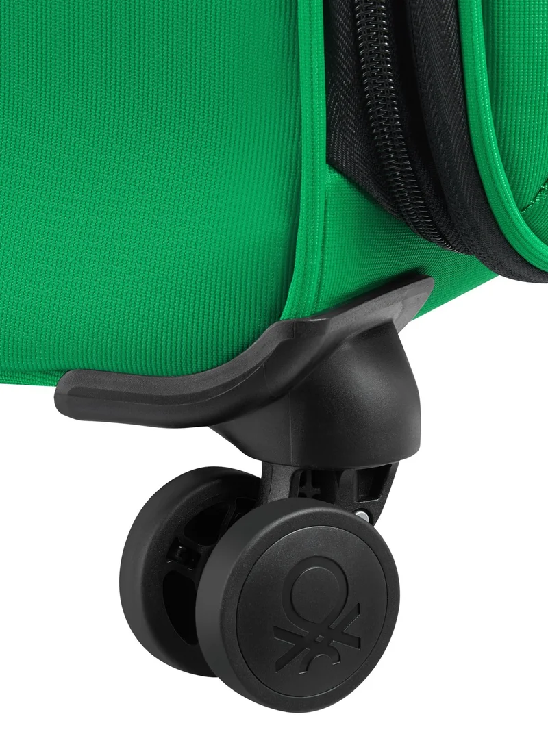 UNITED COLORS OF BENETTON  Color Block 55 Cm 4-Double Wheeled Softside Expandable Cabin Luggage Trolley Case - Green  | Best Price UAE